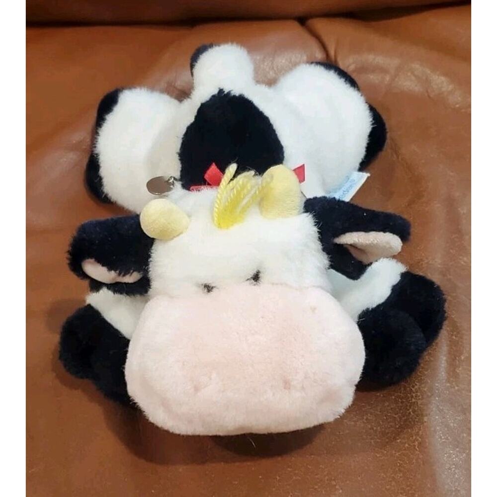 10 Inch VTG Eden Wind Up Musical Stuffed Cow Calf Plush Around The World Works